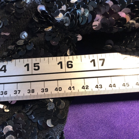 VTG 📌Cathy HARDWICK 80s Eye-Catching Formal Long Sleeves Wool Top with Sequins - Picture 7 of 11